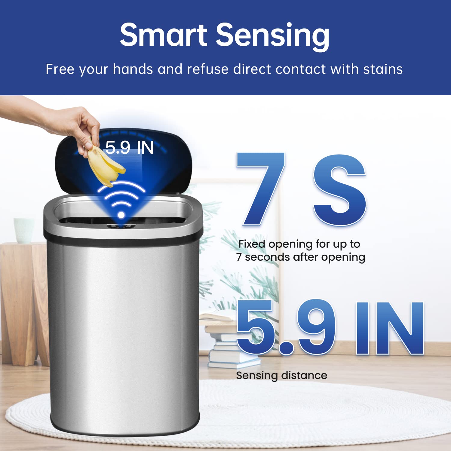 BestOffice 13 Gallon Automatic Touch-Free Trash Can