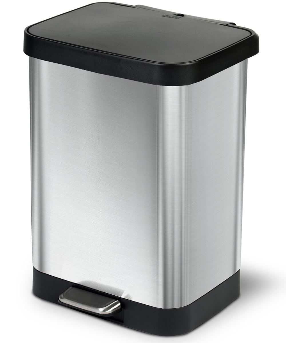 Glad GLD-74506 Stainless Steel Step Trash Can