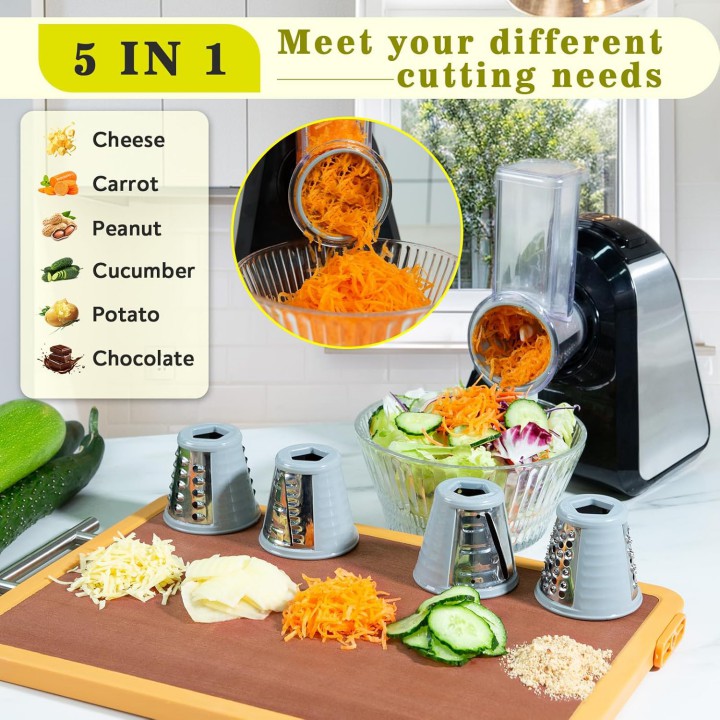 Mokero 5-in-1 Electric Cheese Grater