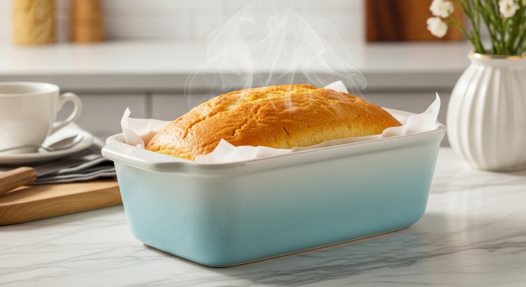 A glossy ceramic loaf pan A glossy ceramic loaf pan
