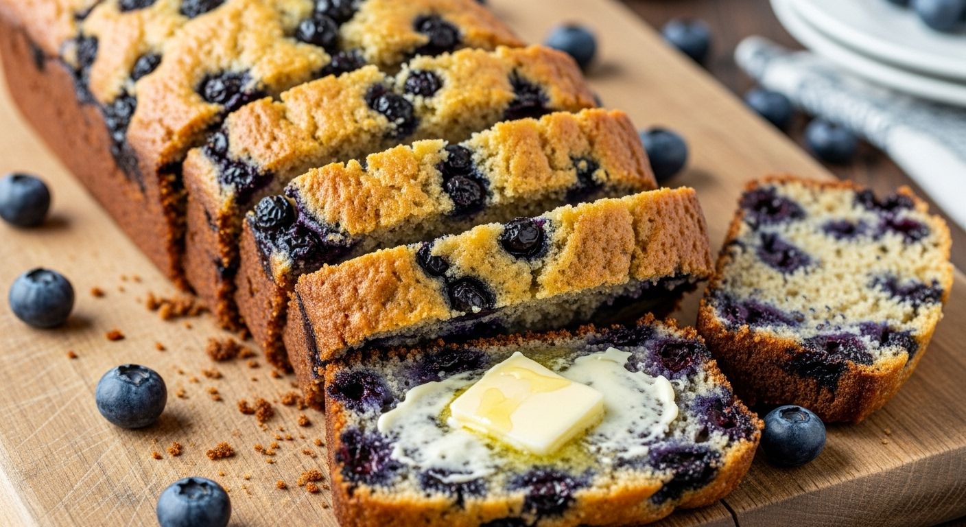 Blueberry Bread Slice Buttered