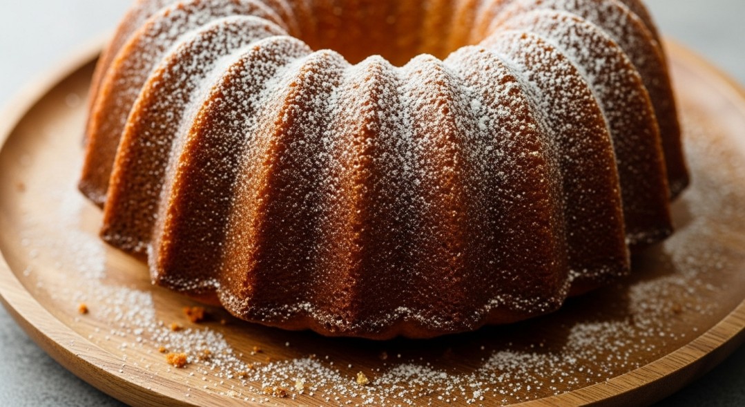Bundt cake on a serving plate