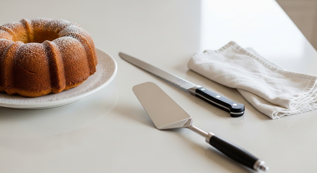 Cake, Knife, and Spatula.