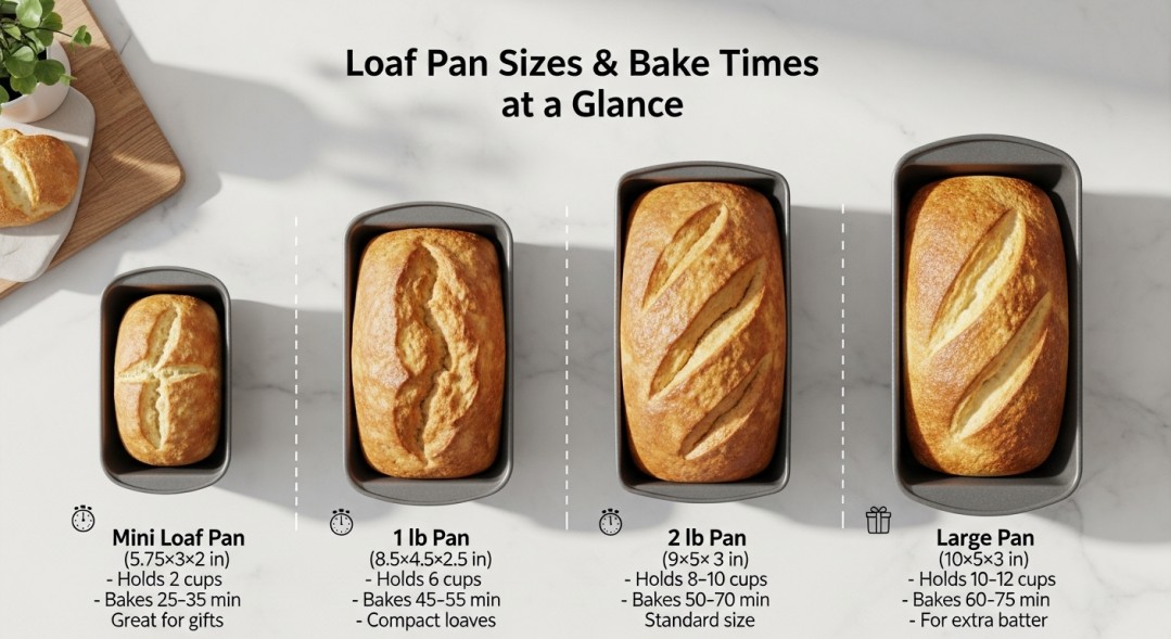 Loaf Pan Sizes, Bake Times