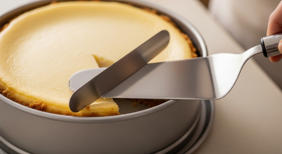 Offset Spatula Under Cheesecake