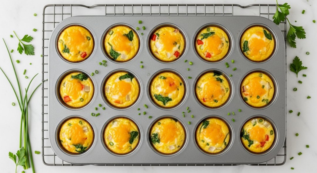 Overhead View of Baked Egg Muffin Pan Overhead View of Baked Egg Muffin Pan