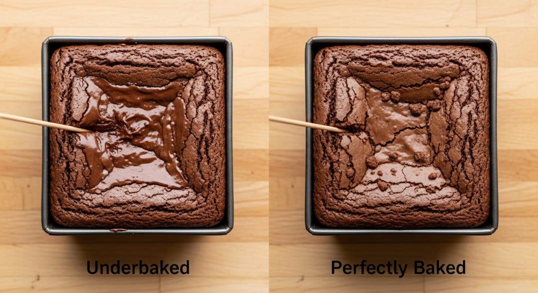 Underbaked vs Perfectly Baked Brownie