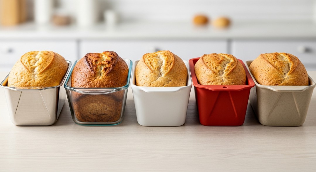 Five different types of loaf pans