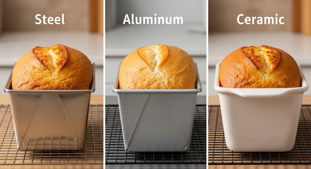 steel, aluminum, and ceramic loaf pans