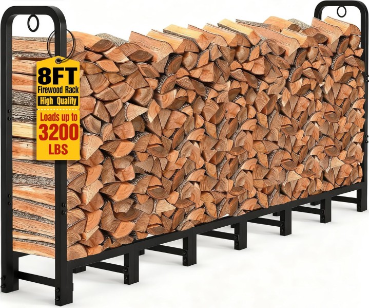 Amagabeli 8ft Firewood Log Rack Outdoor